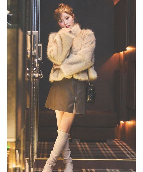 EATME（イートミー）の「スタンドカラーフェイクファーブルゾン（ブルゾン・レディース・ベージュ/オフホワイト/ブラック・FREE）」の12枚目の写真