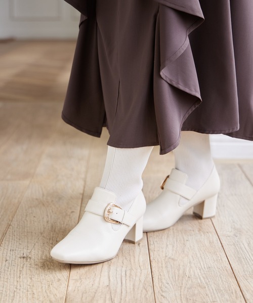 tocco closet（トッコ　クローゼット）の「ベルトデザインニットドッキングショートブーツ（ブーツ・レディース・ブラウン/ブラック/アイボリー・S/M/L）」の2枚目の写真