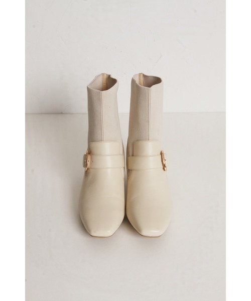 tocco closet（トッコ　クローゼット）の「ベルトデザインニットドッキングショートブーツ（ブーツ・レディース・ブラウン/ブラック/アイボリー・S/M/L）」の16枚目の写真
