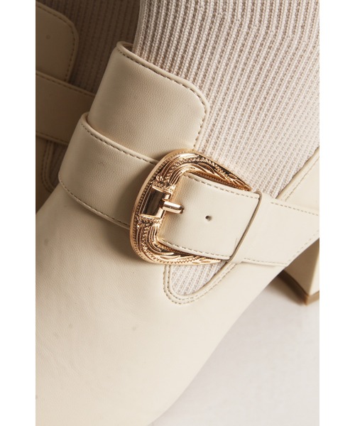 tocco closet（トッコ　クローゼット）の「ベルトデザインニットドッキングショートブーツ（ブーツ・レディース・ブラウン/ブラック/アイボリー・S/M/L）」の20枚目の写真