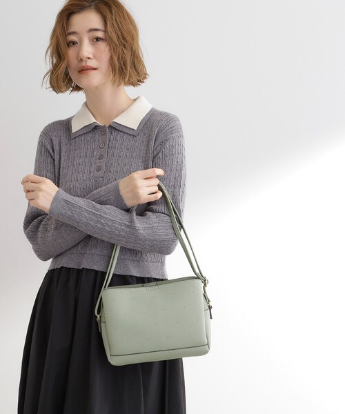 grove（グローブ）の「ドットスタッズ3層ショルダー（ショルダーバッグ・レディース・ライトグレー/ブラック/グリーン系/ピンク系・00）」の9枚目の写真