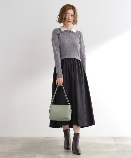 grove（グローブ）の「ドットスタッズ3層ショルダー（ショルダーバッグ・レディース・ライトグレー/ブラック/グリーン系/ピンク系・00）」の10枚目の写真