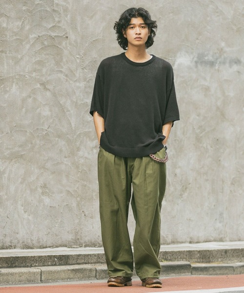 RAGEBLUE（レイジブルー）の「サマーニットクルーネックTシャツ（ニット/セーター・メンズ・ブラック/ベージュ系その他2・MEDIUM/LARGE）」の3枚目の写真