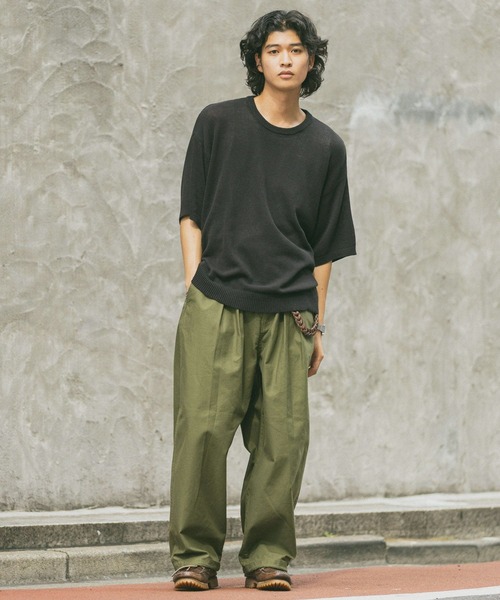 RAGEBLUE（レイジブルー）の「サマーニットクルーネックTシャツ（ニット/セーター・メンズ・ブラック/ベージュ系その他2・MEDIUM/LARGE）」の4枚目の写真