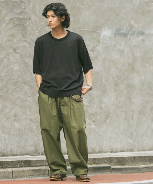 RAGEBLUE（レイジブルー）の「サマーニットクルーネックTシャツ（ニット/セーター・メンズ・ブラック/ベージュ系その他2・MEDIUM/LARGE）」の5枚目の写真