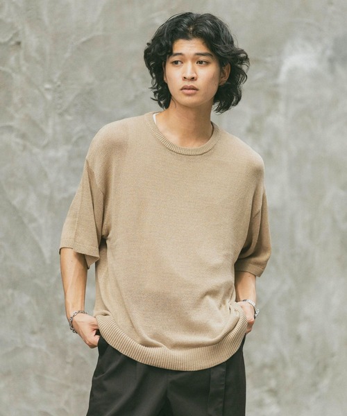 RAGEBLUE（レイジブルー）の「サマーニットクルーネックTシャツ（ニット/セーター・メンズ・ブラック/ベージュ系その他2・MEDIUM/LARGE）」の11枚目の写真