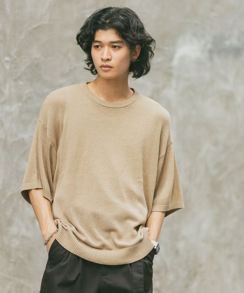 RAGEBLUE（レイジブルー）の「サマーニットクルーネックTシャツ（ニット/セーター・メンズ・ブラック/ベージュ系その他2・MEDIUM/LARGE）」の12枚目の写真