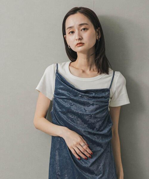 SENSE OF PLACE by URBAN RESEARCH(センスオブプレイスバイアーバンリサーチ)の「シアーベロアドレープキャミワンピ(ワンピース・レディース・ブラウン/ブルー・S/ONE)」の5枚目の写真