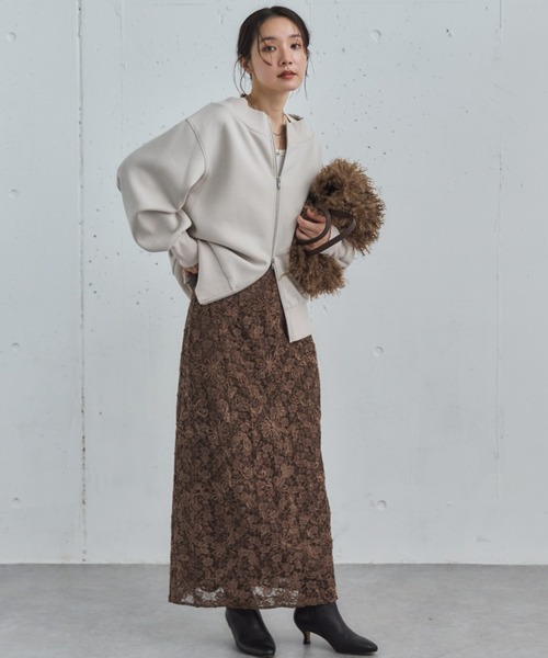 Doux archives(ドゥアルシーヴ)の「モールレースタイトスカート(スカート・レディース・アイボリー/ブラウン/ベージュ・36/38)」の7枚目の写真