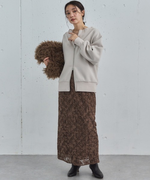 Doux archives(ドゥアルシーヴ)の「モールレースタイトスカート(スカート・レディース・アイボリー/ブラウン/ベージュ・36/38)」の9枚目の写真