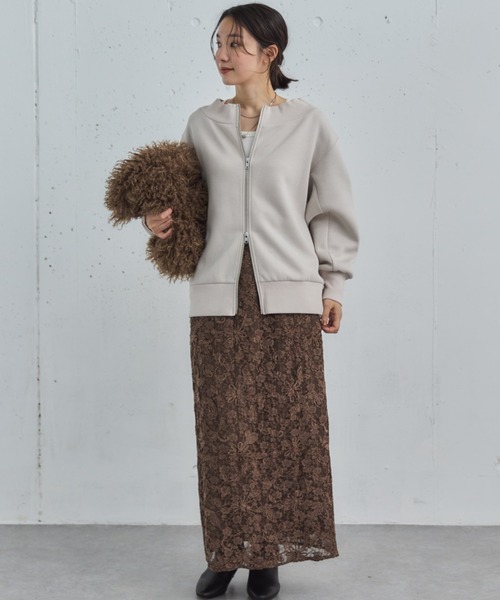 Doux archives(ドゥアルシーヴ)の「モールレースタイトスカート(スカート・レディース・アイボリー/ブラウン/ベージュ・36/38)」の12枚目の写真