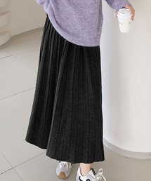 ニット プリーツ フレア ロング丈 スカート