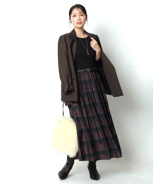 ベルト付チェックタフタドッキングワンピース（ワンピース