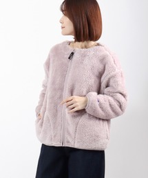 Champion（チャンピオン）の「Champion（チャンピオン）ワンポイントロゴ刺繍 シェルパフリースノーカラージャケット レディース/ボアブルゾン（ノーカラージャケット・レディース）」