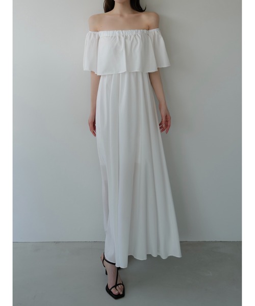 flare top off shoulder dress