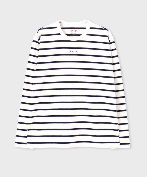 Paul Smith(ポールスミス)の「ロゴ&ボーダー ロングスリーブTシャツ【853296 P7185A】(Tシャツ/カットソー・メンズ・オフホワイト/ブラック・MEDIUM/LARGE)」の2枚目の写真