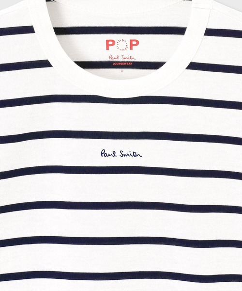 Paul Smith(ポールスミス)の「ロゴ&ボーダー ロングスリーブTシャツ【853296 P7185A】(Tシャツ/カットソー・メンズ・オフホワイト/ブラック・MEDIUM/LARGE)」の3枚目の写真
