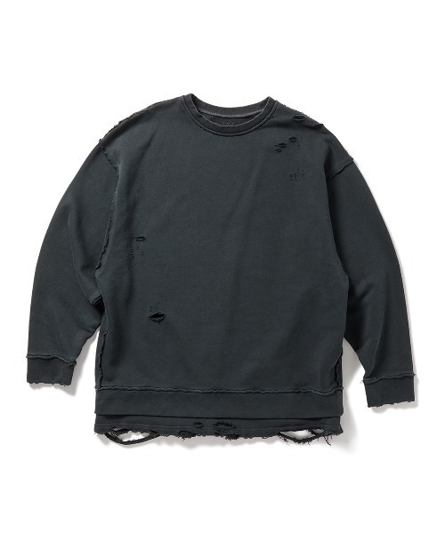 PERVERZE Step Layered Sweatshirt ブラック DISTRESS Step Layered Sweatshirt（スウェット）｜PERVERZE