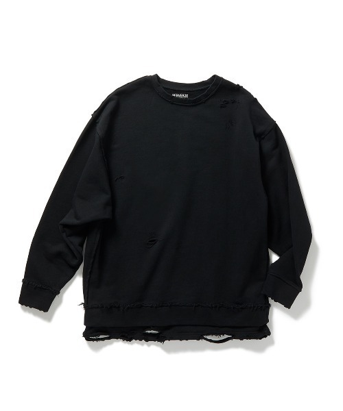 PERVERZE Step Layered Sweatshirt ブラック DISTRESS Step Layered Sweatshirt（スウェット）｜PERVERZE