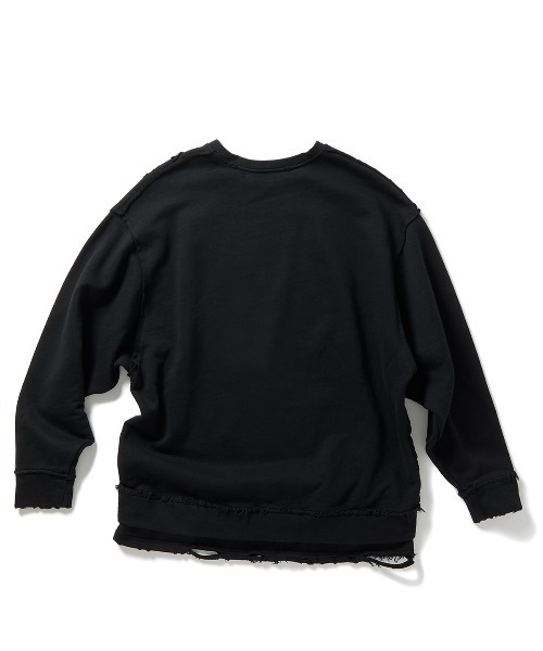 PERVERZE Step Layered Sweatshirt ブラック DISTRESS Step Layered Sweatshirt/Black｜PERVERZE | パーバーズの