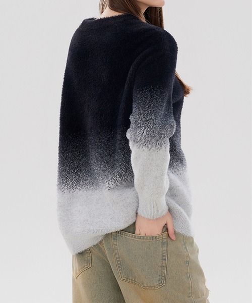 aimoha（アイモハ）の「クルーネックニット/crew neck knit (AW)（ニット/セーター・メンズ・ブラック/ライトグレー・MEDIUM/LARGE）」の3枚目の写真