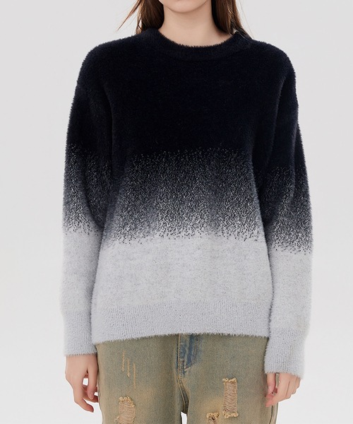 aimoha（アイモハ）の「クルーネックニット/crew neck knit (AW)（ニット/セーター・メンズ・ブラック/ライトグレー・MEDIUM/LARGE）」の4枚目の写真