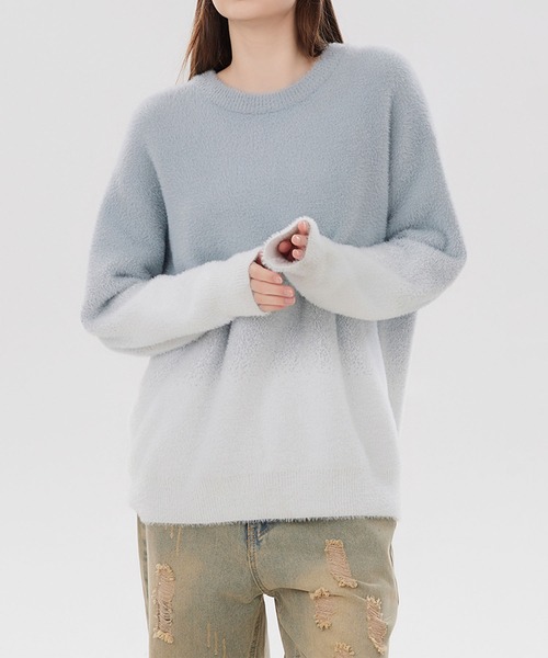 aimoha（アイモハ）の「クルーネックニット/crew neck knit (AW)（ニット/セーター・メンズ・ブラック/ライトグレー・MEDIUM/LARGE）」の9枚目の写真