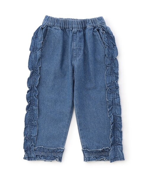 BREEZE(ブリーズ)の「【ジュニア対応】フリルデニムパンツ(デニムパンツ・キッズ・ネイビー/ブルー・80/90/100/110/120/130/140)」の1枚目の写真
