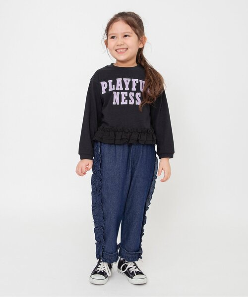 BREEZE(ブリーズ)の「【ジュニア対応】フリルデニムパンツ(デニムパンツ・キッズ・ネイビー/ブルー・80/90/100/110/120/130/140)」の7枚目の写真