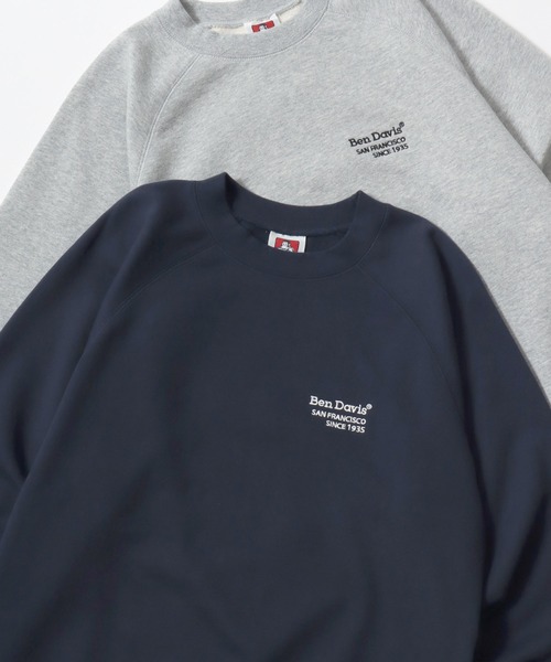 BEN DAVIS(ベンデイビス)の「BEN DAVIS/ベンデイビス 70's FIT RAGLAN SWEATSHIRT/レギュラーフィット 裏毛 ロゴ ワンポイント刺繍 ショート丈 スウェット トレーナー/短丈スウェット/レディース メンズ(スウェット・メンズ・アッシュグレー/グレー/ブラック/ネイビー・XL/L/M)」の4枚目の写真