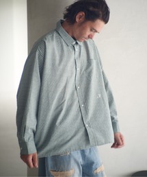 ADAMPATEK/small check wide shirt/スモールチェック刺繍入りワイドボックスシャツ