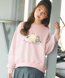 Feroux（フェルゥ）の「【洗える】猫ちゃんプリント トレーナー（スウェット）」