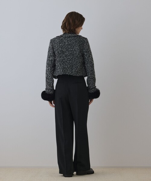 GRACE CONTINENTAL（グレースコンチネンタル）の「ツイードコンビジャケット（ノーカラージャケット・レディース・ブラック/キナリ・36/38）」の5枚目の写真