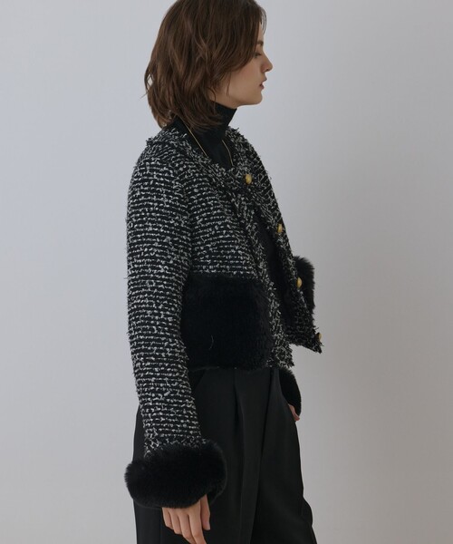 ツイードコンビジャケット（ノーカラージャケット）｜GRACE