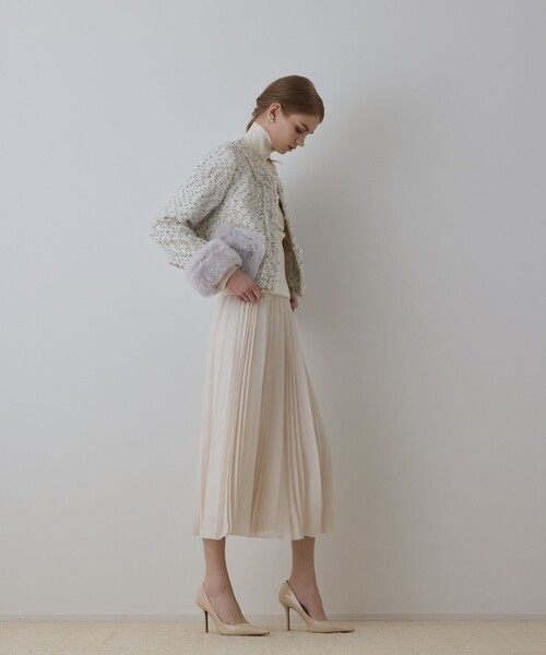 GRACE CONTINENTALノーカラーツイードジャケット　高級感 GRACE CONTINENTAL｜グレースコンチネンタルのノーカラージャケット