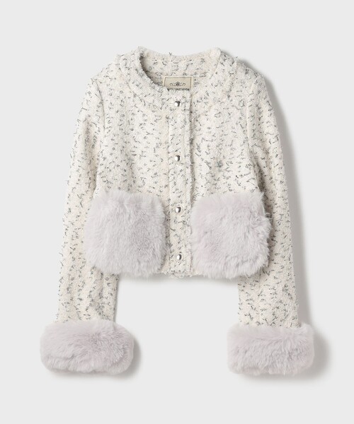 GRACE CONTINENTAL（グレースコンチネンタル）の「ツイードコンビジャケット（ノーカラージャケット・レディース・ブラック/キナリ・36/38）」の21枚目の写真