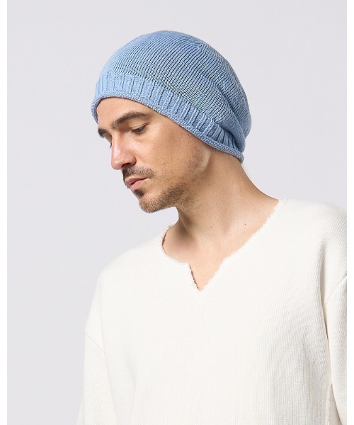 wjk（ダヴルジェイケイ）の「GIMA roll beanie（ニットキャップ/ビーニー・メンズ・ライトグレー/ライトベージュ/ライトブルー・FREE）」の3枚目の写真