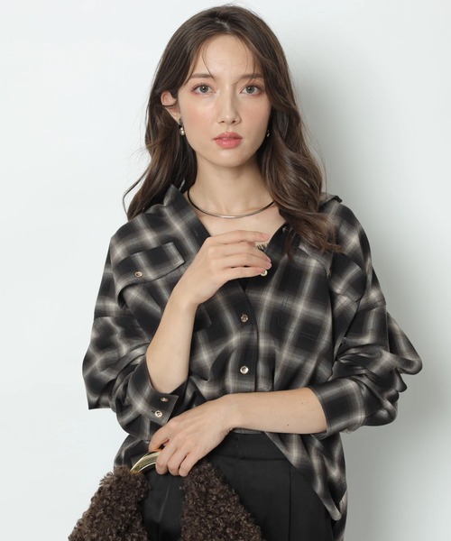 新品タグ付Apuweiser-riche チェックシャツレーストリムニットセット チェックシャツレーストリムニットセット（ニット/セーター