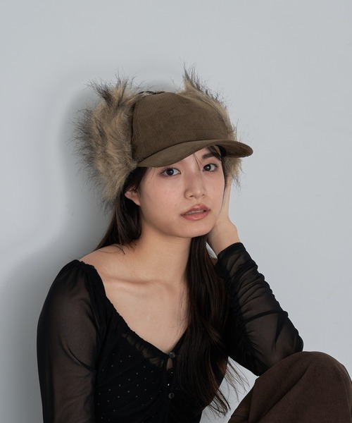 RAY CASSIN(レイカズン)の「イヤーマフキャップ(キャップ・レディース・ブラック/ブラウン・FREE)」の10枚目の写真