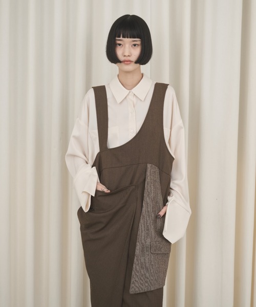 AIC.（エーアイシー）の「アシンメトリーラップワンピース（ワンピース・レディース・グレー/ブラック/ブラウン・FREE）」の12枚目の写真