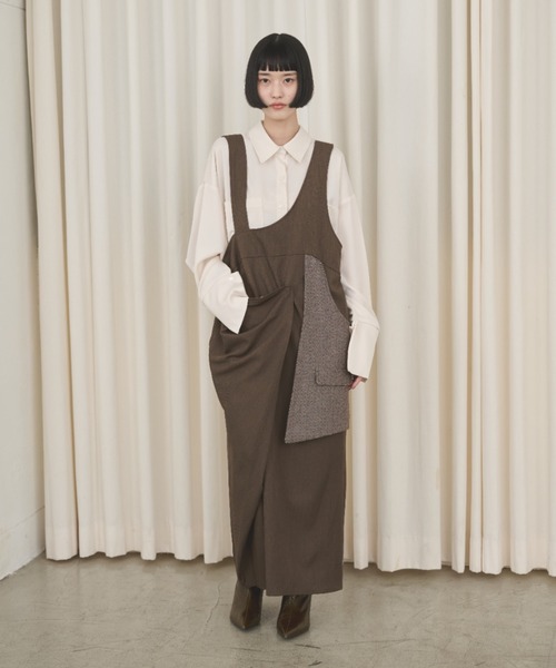 AIC.（エーアイシー）の「アシンメトリーラップワンピース（ワンピース・レディース・グレー/ブラック/ブラウン・FREE）」の6枚目の写真