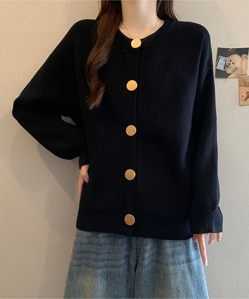 BLANC FICELLE(ブランフィセル)の「ビッグボタン カーディガン(カーディガン/ボレロ・レディース・グレー/レッド/ベージュ/Off White/ブラック・FREE)」の7枚目の写真