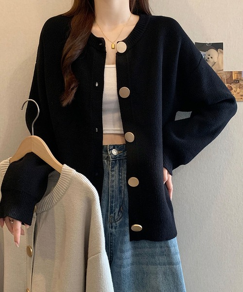 BLANC FICELLE(ブランフィセル)の「ビッグボタン カーディガン(カーディガン/ボレロ・レディース・グレー/レッド/ベージュ/Off White/ブラック・FREE)」の14枚目の写真