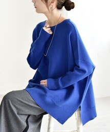 quaranciel:〈洗濯機可能〉ボートネック ワイド ニット プルオーバー