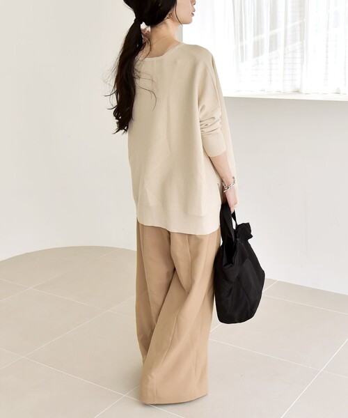 quaranciel:〈洗濯機可能〉ボートネック ワイド ニット プルオーバー