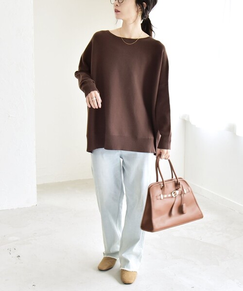 quaranciel:〈洗濯機可能〉ボートネック ワイド ニット プルオーバー