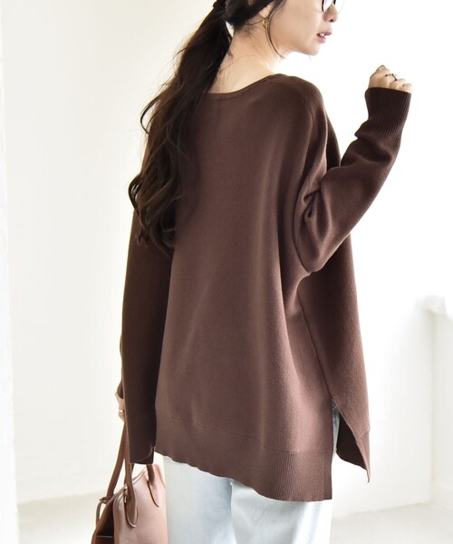 quaranciel:〈洗濯機可能〉ボートネック ワイド ニット プルオーバー