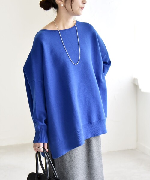 quaranciel:〈洗濯機可能〉ボートネック ワイド ニット プルオーバー