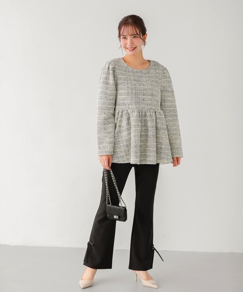 ツイードバックベロアリボンペプラムトップス（その他トップス）｜Fit