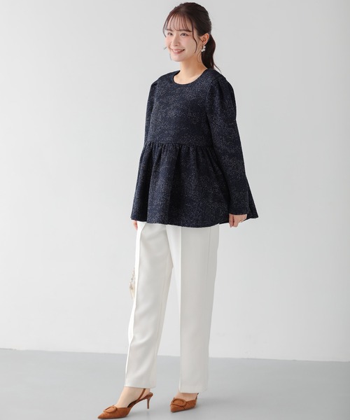 Fit more(フィットモア)の「ツイードバックベロアリボンペプラムトップス(その他トップス・レディース・ネイビー/クリーム/グレー・FREE)」の14枚目の写真